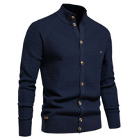 Đứng Cổ Áo Len Dệt Kim Áo Len Nam Phong Cách Mới Thu Đông Áo Cardigan Nam Cổ Đứng Áo Khoác Tay Dài Chất Lượng Cao Kinh Doanh Thường Ngày Kn
