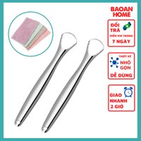 Dụng cụ cạo lưỡi bằng inox 304 sáng bóng làm sạch bề mặt lưỡi giúp hơi thở thơm mát tặng kèm khăn đa năng 2 mặt BaoAn hàng chính hãng - inox