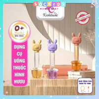 Dụng cụ cho bé uống sữa Kichi hình gấu dễ thương chống sặc,có đầu silicon mềm mại, tặng kèm hộp đựng và cọ ống