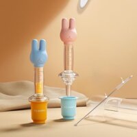 Dụng cụ cho bé uống thuốc, dụng cụ bón sữa silicone, ống hút bón sữa hình thỏ Belle có thang đo