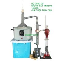 Dụng cụ chưng cất 1000 ml chiết xuất tinh dầu bằng hơi nước mini- chất liệu thủy tinh