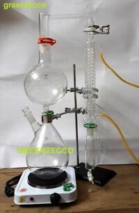 Dụng cụ chưng cất chiết xuất tinh dầu bằng hơi nước mini 2000 ml - chất liệu thủy tinh