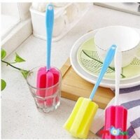 Dụng cụ cọ rửa chai lọ, bình sữa mút xốp (màu xanh,trắng)