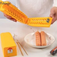 Dụng cụ gọt vỏ xúc xích POKINGE, Dụng cụ cắt chó nóng bằng thép không gỉ gia dụng, Dụng cụ cắt lát nhựa hiệu quả đa chức năng Máy thái thịt Ham Tiện ích nhà bếp