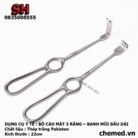 Dụng cụ hỗ trợ y tế : bồ cào mắt 3 răng nhọn, banh mũi đầu dài thép trắng pakistan 20cm