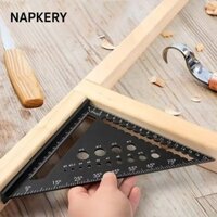 Dụng cụ kéo góc NAPKERY, Thước tam giác bằng nhôm 7 inch, Vuông chế biến gỗ có độ chính xác cao đa chức năng chống mài mòn
