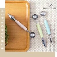Dụng cụ khắc tỉa dưa hấu, dao lấy ruột trái cây 2 đầu màu ngẫu nhiên