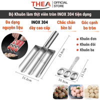 Dụng cụ khuôn làm thịt viên tròn, mọc viên, chả viên, bò viên đa năng 1,2,3 ngăn bằng inox 304 cao cấp bền bỉ - THEA