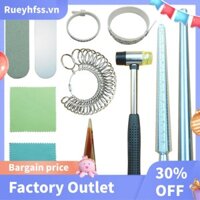 Dụng cụ kích thước vòng Bộ dụng cụ làm vòng có vòng Mandrel Mô hình tròn Thanh kim loại Cao su Dụng cụ đánh bóng và búa của thợ kim hoàn