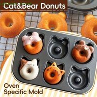 Dụng cụ làm bánh Donut giới hạn UPSCALE, Khay nướng bánh sô cô la bằng thép Carbon họa tiết mèo, Hộ gia đình Dễ dàng làm sạch Bánh rán hoạt hình chống dính Muffin Pan Pudding