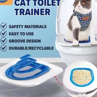 Dụng cụ luyện tập đi vệ sinh MASTI LI0477 đặt trên bệ toilet chuyên dụng dành cho mèo cưng