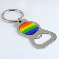 Dụng cụ mở chai cầu vồng thời trang châu Âu và Mỹ với móc khóa, phụ kiện kim loại thủ công, dụng cụ mở chai khắc cá nhân