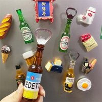 Dụng cụ mở chai sáng tạo nhãn dán nam châm tủ lạnh chai bia lắc thực phẩm mô phỏng tiktok thực phẩm.