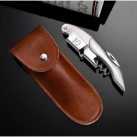 Dụng Cụ Mở Rượu Vang 100% Inox, Đồ Khui Rượu Vang, Đồ Khui Bia, Khui Nắp Chai Inox Cao Cấp Có Bao Da