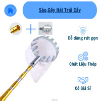 Dụng Cụ Sào,Gậy+Vợt Kim Loại Đa Năng Tiện Lợi 3-7m Rút Gọn Kèm Đầu Hái Trái Cây Đường Kính 16cm