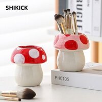 Dụng cụ sắp xếp bàn chải trang điểm SHIKICK, Hộp đựng bút nấm gốm, Máy tính để bàn chất lượng cao Văn phòng trường học