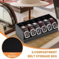 Dụng cụ sắp xếp đai gỗ RADIANTSYNC, Tiết kiệm không gian Hộp lưu trữ đai 6 lưới, Tre tự nhiên đa năng Tiện lợi Giá trưng bày dây đai bền