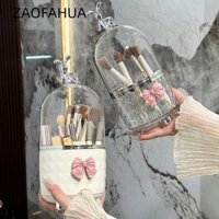 Dụng cụ sắp xếp dụng cụ mỹ phẩm ZAOFAHUA, Quà tặng có nắp cọ trang điểm, chống bụi 360° Kệ đựng mỹ phẩm để bàn xoay Vanity Phòng tắm