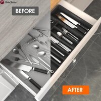 Dụng cụ sắp xếp ngăn kéo bằng nhựa bạc bằng nhựa có thể điều chỉnh