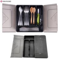 Dụng cụ sắp xếp ngăn kéo NBANLIKE có nắp đậy, Vỏ mở đôi lớn Khay đựng đồ bạc, Flatware 5 ngăn Giá đỡ dao kéo bằng nhựa cầm tay chống trượt Văn phòng