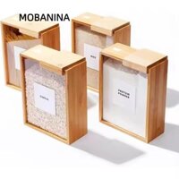 Dụng cụ sắp xếp nhà bếp MOBANINA, bằng gỗ có nhãn đựng thức ăn, Hộp đựng thực phẩm kín khí chống ẩm 2L Nhà bếp