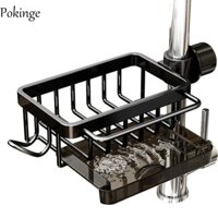 Dụng cụ sắp xếp vòi chậu rửa nhà bếp POKINGE, Giá đỡ miếng bọt biển bát đĩa bằng nhôm không gian, Dễ dàng lắp đặt móc chống biến dạng Vòi treo chống rỉ sét Giá đỡ máy chà sàn
