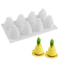 Dụng cụ trang trí bánh 3D Khuôn silicon 8 lỗ Pinecones Hình dạng Dụng cụ nướng cho bánh sô cô la Mousse Kem tráng miệng