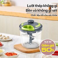 Dụng cụ xay hành tỏi AISHA đa năng dây rút, máy xay kéo tay hành tỏi ớt, máy xay dung tích lớn, máy xay cầm tay 5 lưỡi