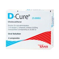 Dung Dịch D-cure 25000Iu Hỗ Trợ Tính Trạng Thiếu Hụt Vitamin D3 Ở Trẻ Em Và Người Lớn Hộp 4 Ống