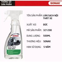 Dung Dịch Vệ Sinh Nội Thất Xe Sonax Interior Cleaner 321200 500ml Siêu Sạch Hương Thơm Dễ Chịu