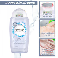 Dung dịch vệ sinh phụ nữ cao cấp cho da nhạy cảm Femfresh 0% Sensitive Wash 250ml