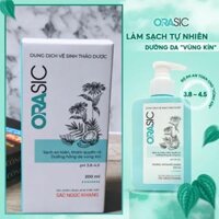 Dung dịch vệ sinh phụ nữ thảo dược Orasic Sắc Ngọc Khang tinh chất là trầu không và quả dừa giúp làm sạch, dưỡng ẩm và khử mùi hôi, bảo vệ và ngăn ngừa vùng kín khỏi các bệnh viêm nhiễm phụ khoa, khô rát chai 200ml
