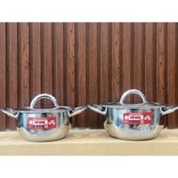 DÙNG ĐƯỢC BẾP TỪ Bộ 2 Nồi Inox 430 Cao Cấp Jubilee Mart sIze 16 và 18cm Bộ Nồi Inox Mini Không Kén Bếp
