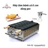 [Dùng gas] TẶNG 01 phễu rót bột - Máy làm bánh cá TAIYAKI bằng gas, máy làm bánh hình con cá 6 con Nhật Bản chất lượng