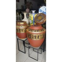 [DUNG TÍCH 30-50-70 lít] Chum sành ngâm rượu trống đồng dát vàng gốm sứ bát tràng