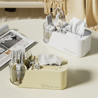 Dung Tích Lớn Xoay Bàn Chải Trang Điểm Lưu Trữ Thùng Đựng Bút Hộp Đựng Khăn Giấy Văn Phòng Đa Năng Mỹ Phẩm Văn Phòng Phẩm Hộp Đựng Khăn Giấy