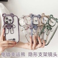 Dụng Ứng Apple 14Pro Trường Hợp Iphone 13 Mạ Lucky Bear 12 Cartoon Lens Holder Bao Gồm Tất