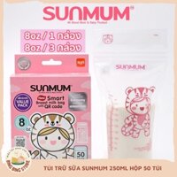 [Được các mẹ tin dùng ]Túi trữ sữa Sunmum 250ml hộp 50 túi nguyên tem bạc nhập khẩu