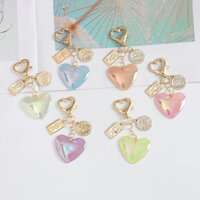 Được giới thiệu bởi chị gái tôi # Móc khóa hình thuyền buồm tròn hợp kim trái tim lấp lánh mới, mặt dây chuyền túi xách cổ điển, quà tặng cặp đôi WS