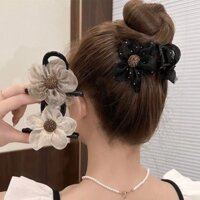 Được giới thiệu bởi chị gái tôi # Kẹp tóc hoa lưới đính đá cho phụ nữ 2024, kẹp cá mập mới, kẹp tóc đuôi ngựa cao, phụ kiện tóc búi WS