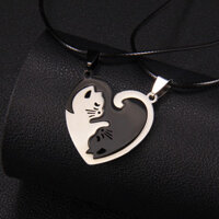 Được giới thiệu bởi chị gái tôi # Dây chuyền trái tim bằng thép không gỉ cho cặp đôi, sinh viên, bạn thân, mèo dễ thương, phong cách Hàn Quốc, dây chuyền xương đòn cho phụ nữ, trang sức đa năng không phai màu WS