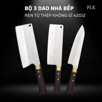 [Được kiểm tra hàng]bộ 3 dao chặt xương, chặt gà vịt chân giò thái thịt lọc rèn thủ công từ thép không gỉ Nhật SUS 420J2
