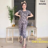 Được lựa mẫu. Từ 48 - 85 kí. Tole/ lanh nhung cao cấp Quần 9 tấc ống suông áo tay ngắn trung niên cho bà, mẹ