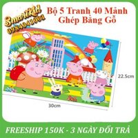 ĐƯỢC TRẢ GIÁ_Bộ 5 Tranh 40 Mảnh Ghép Hình Bằng Gỗ Cho Bé 1-10 Tuổi