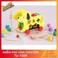 ĐƯỢC TRẢ GIÁ_Đồ Chơi Gỗ Xe Chó Kéo Đập Bóng Thả Hình