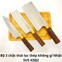 [Được xem hàng] bộ 3 dao chặt xương, chặt gà vịt chân giò thái thịt lọc rèn thủ công từ thép không gỉ Nhật SUS 420J2