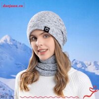 Duojuan 2 Cái / bộ Mũ Dệt Kim, Mũ Bảo Vệ Tai Chống Gió Bộ Khăn Quà Tặng Sang Trọng Mềm Mại Ấm Áp Mũ Beanie Cho Nữ