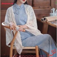 Duojuan Áo Cardigan khí chất rỗng, Áo khoác khăn choàng sườn xám phong cách dân tộc mỏng, Áo khoác Cardigan Kimono chống nắng Raglan tay áo dành cho nữ Cô gái