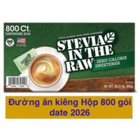 Đường ăn kiêng Stevia In The Raw hộp 800 gói - Mỹ date 2027