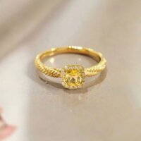 Đường Citrine Đá Quý Vàng Nhẫn Kim Cương Nữ Niche Thiết Kế Cao Cấp Ánh Sáng Sang Trọng Tính Khí Thời Trang S925 Bạc Mạ Vàng20250318